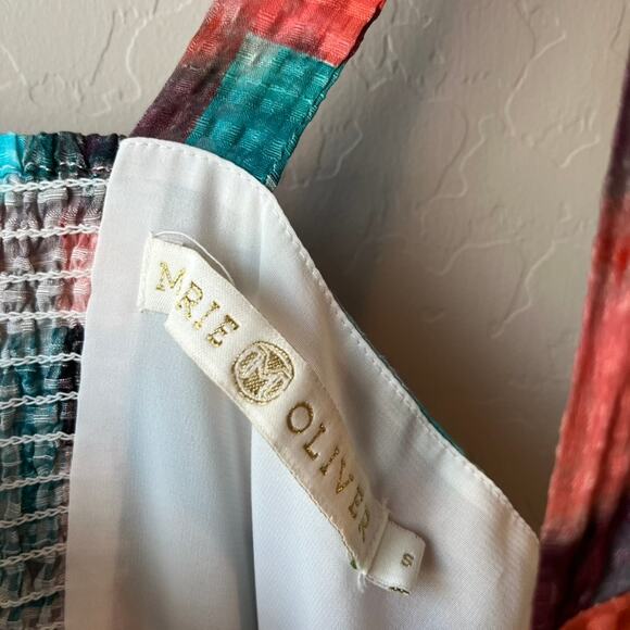 Marie Oliver Petra Multicolor Plaid Sleeveless Square Neck Flounce Midi Dress S - Picture 5 of 9